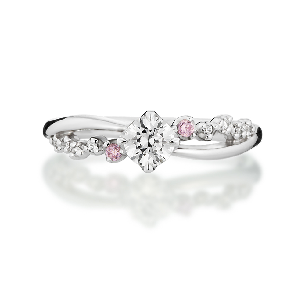 婚約指輪 ピンクサファイアのアクセントが可愛いs字のリング 福岡の婚約指輪 結婚指輪 宝石 時計いのうえ