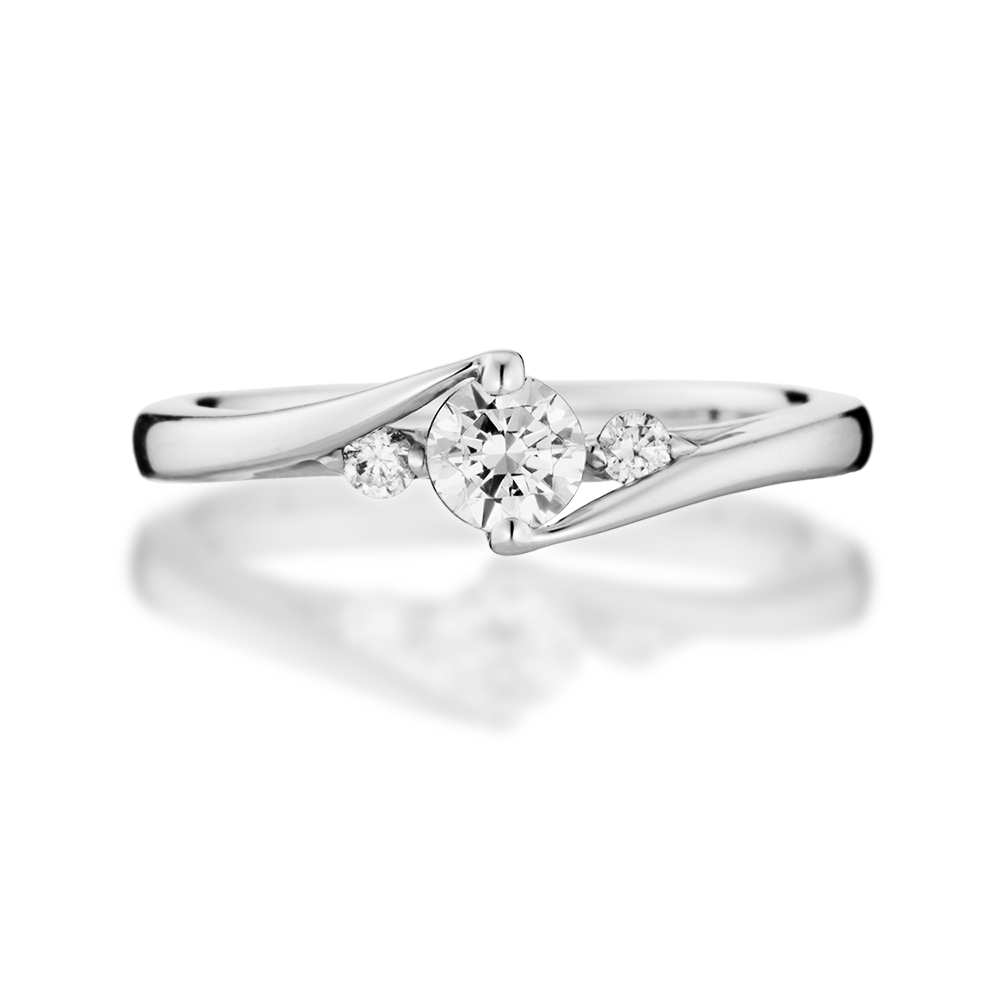婚約指輪-ウェーブのアームと爪が一体となってダイヤを包み込む立体