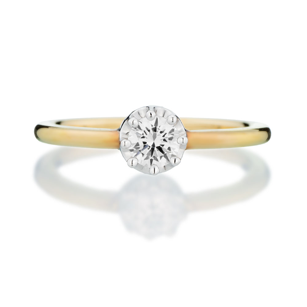 婚約指輪-王冠をダイヤで包むようなアンティーク調ストレートアームの