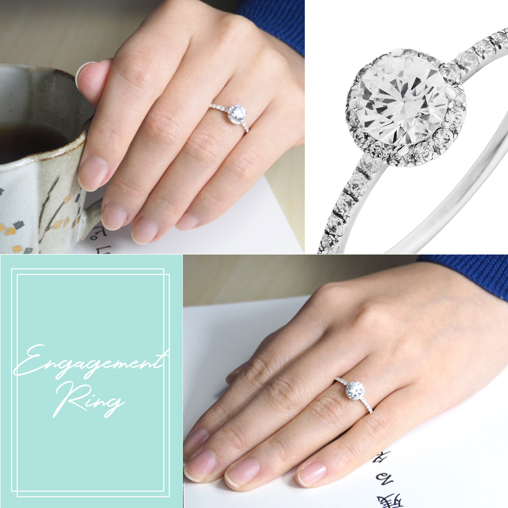 婚約指輪 重ね付けしやすい華奢なエタニティタイプのヘイロースタイル 福岡の婚約指輪 結婚指輪 宝石 時計いのうえ