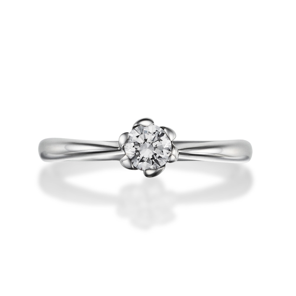 婚約指輪-花咲く1粒ダイヤのシンプルなストレートリング|福岡の婚約